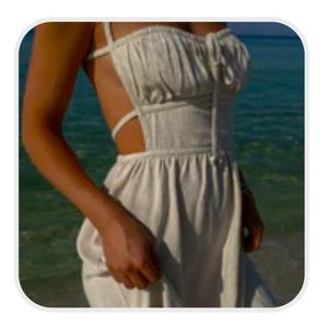 Candidly Chan linen bustier mini dress size small